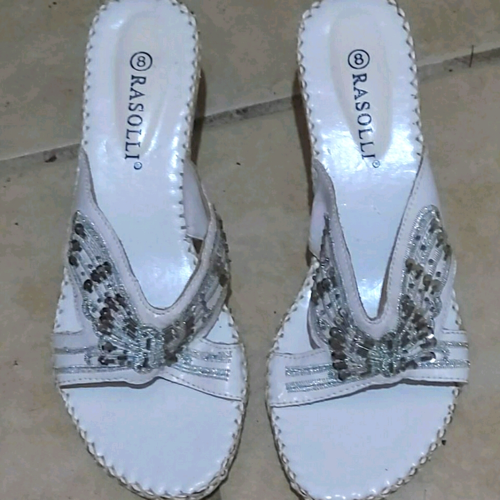 Women's Faux Leather White Sandals